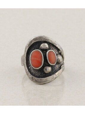 Sterling Silver Coral Ring Size 5 1/2 Woman Teen Children's Pinky